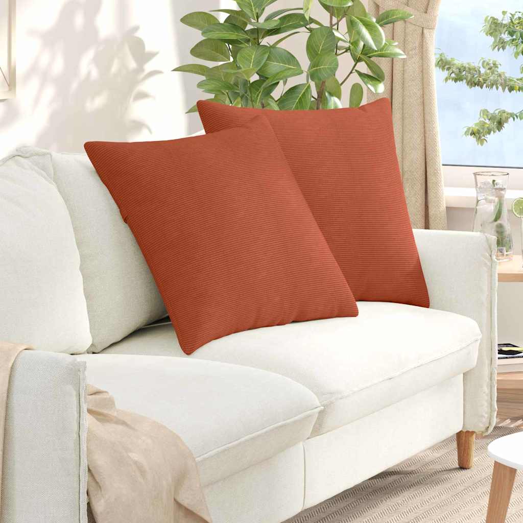 vidaXL Cojines de sofá 2 pcs Rojo Naranja 60 x 60 cm Tela de pana