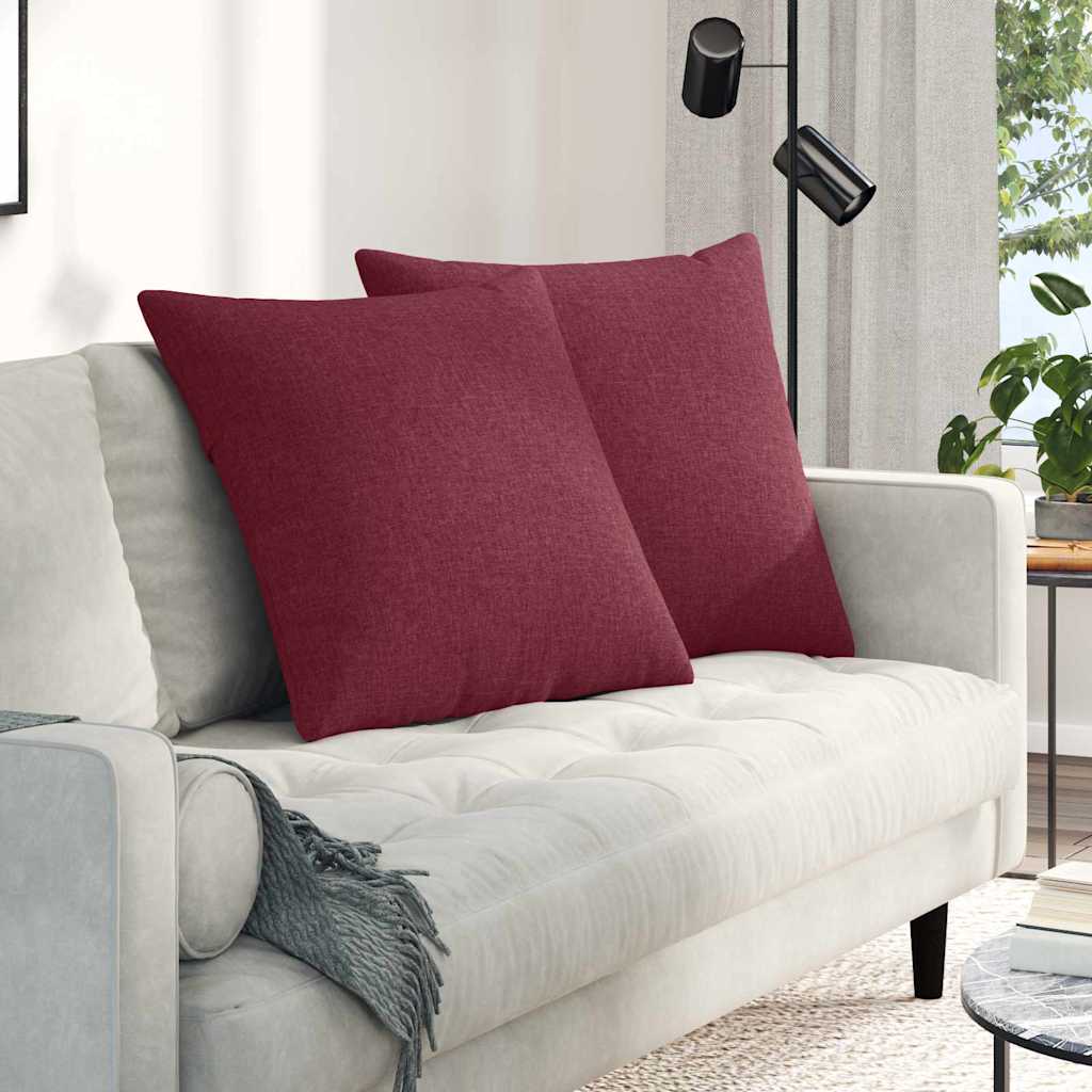 vidaXL Cojines de sofá 2 uds. tela Rojo vino 80 x 80 cm