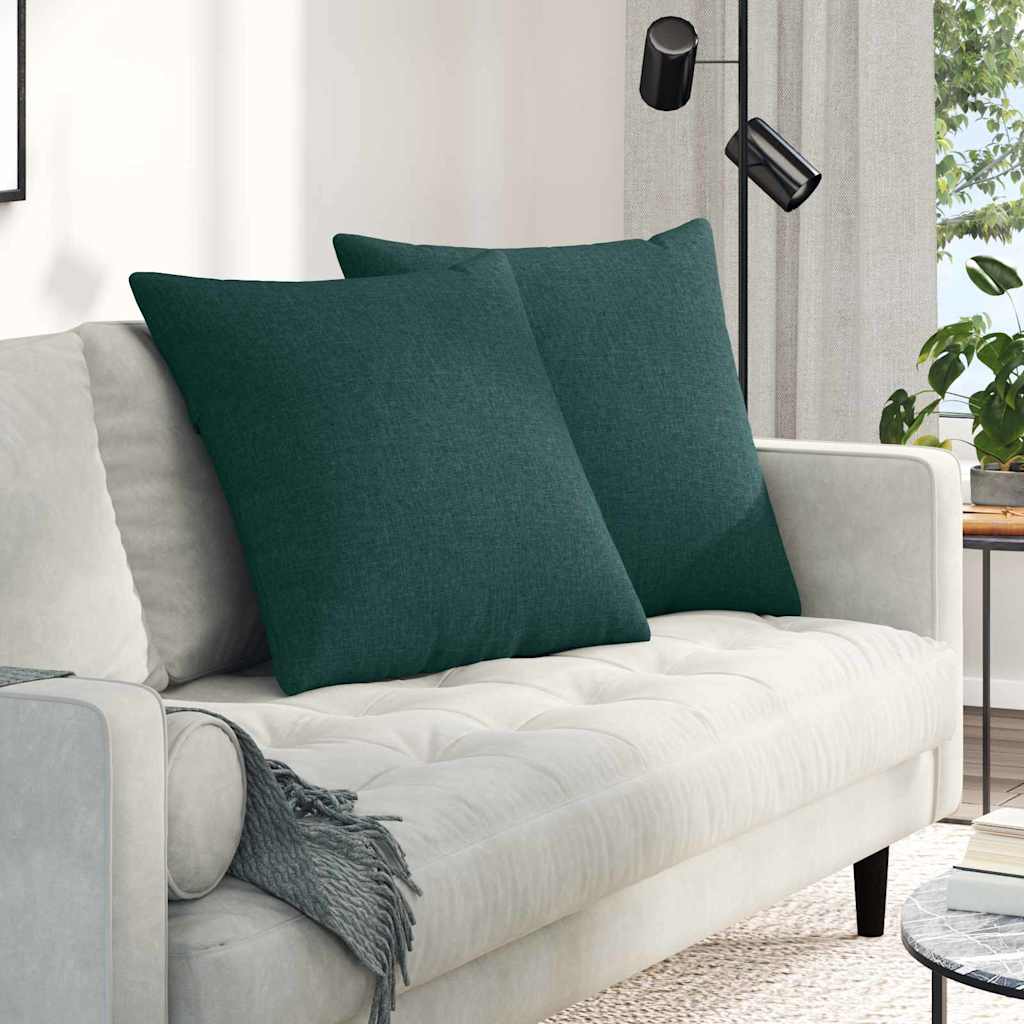 vidaXL Cojines de sofá 2 uds. tela Verde oscuro 80 x 80 cm
