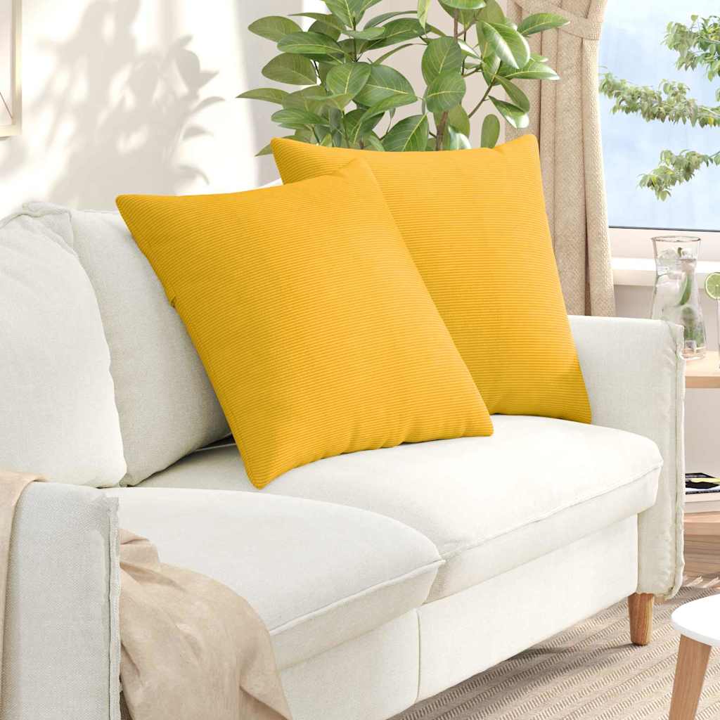 vidaXL Cojines de sofá 2 pcs Amarillo Claro 80 x 80 cm Tela de pana