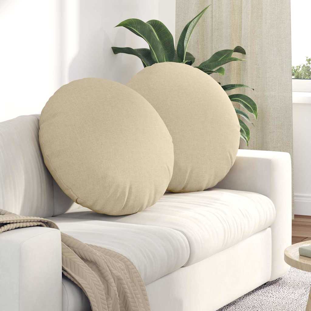 vidaXL Cojines para asiento 2 uds. Tela Crema Ø60 x 21 cm