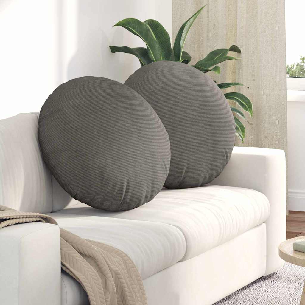 vidaXL Cojines para asiento 2 uds. Tela de pana Gris Claro Ø60 x 21 cm