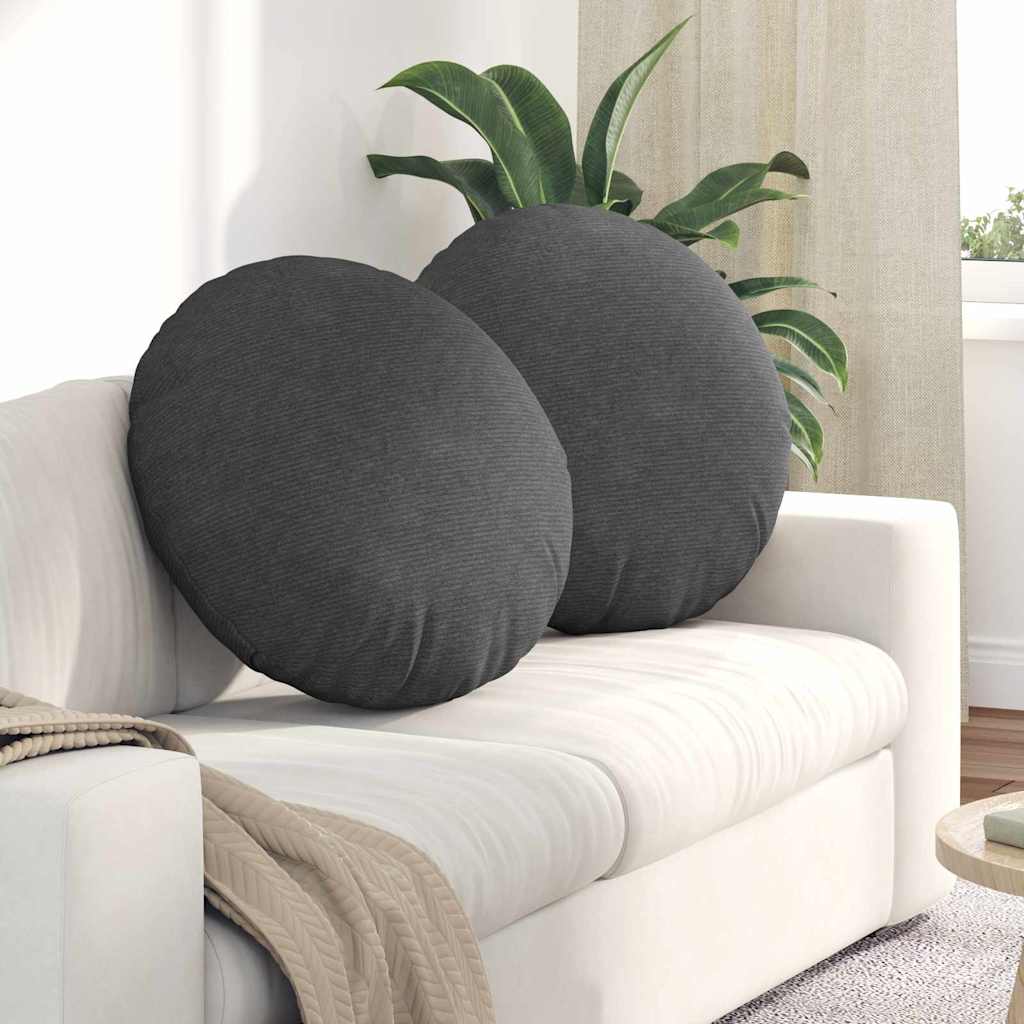 vidaXL Cojines para asiento 2 uds. Tela de pana Gris oscuro