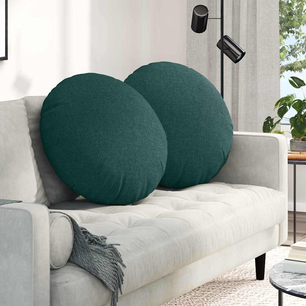 vidaXL Cojines para asiento 2 uds. Tela Verde oscuro Ø80 x 29 cm