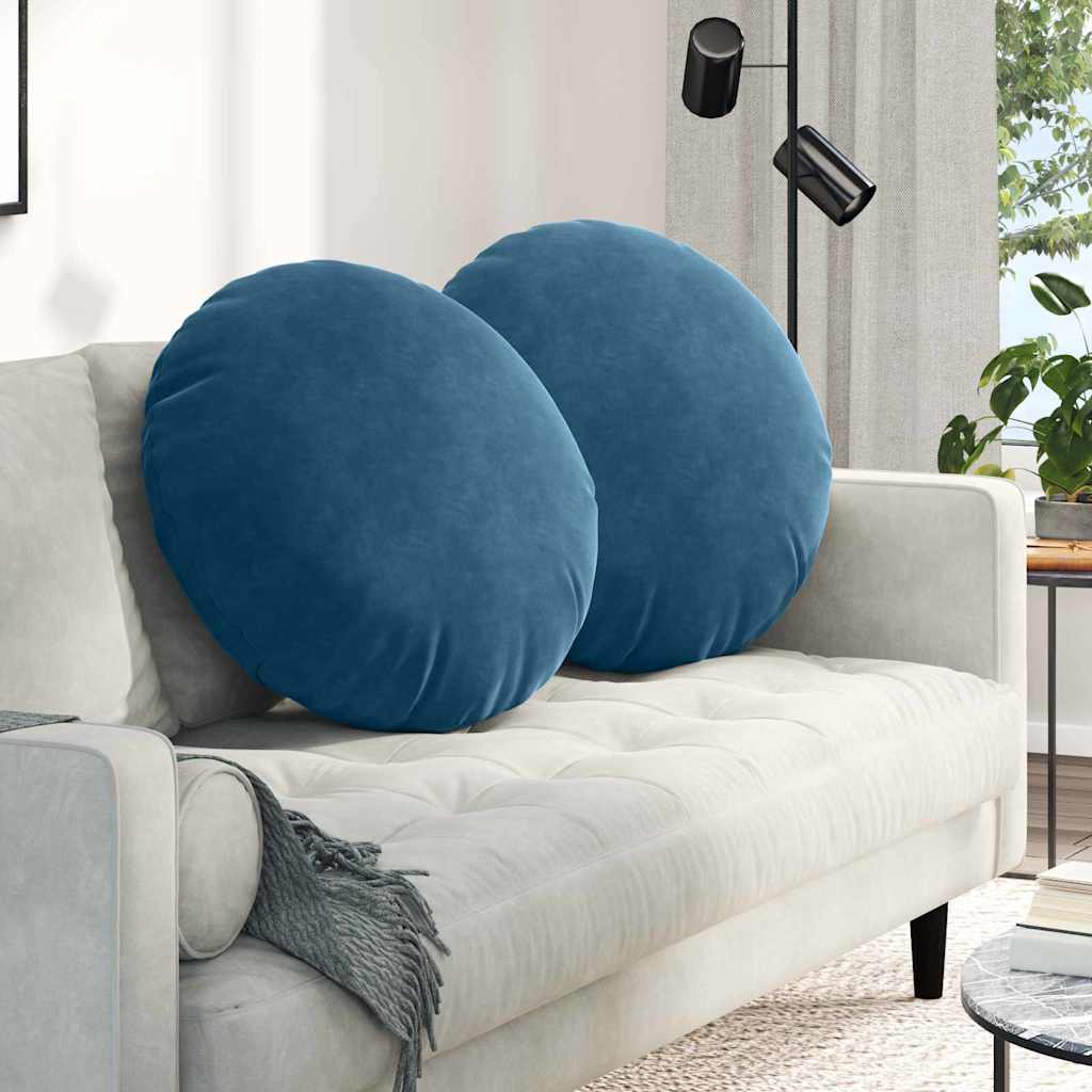vidaXL Cojines para asiento 2 uds. Terciopelo Azul Ø 80 x 29 cm