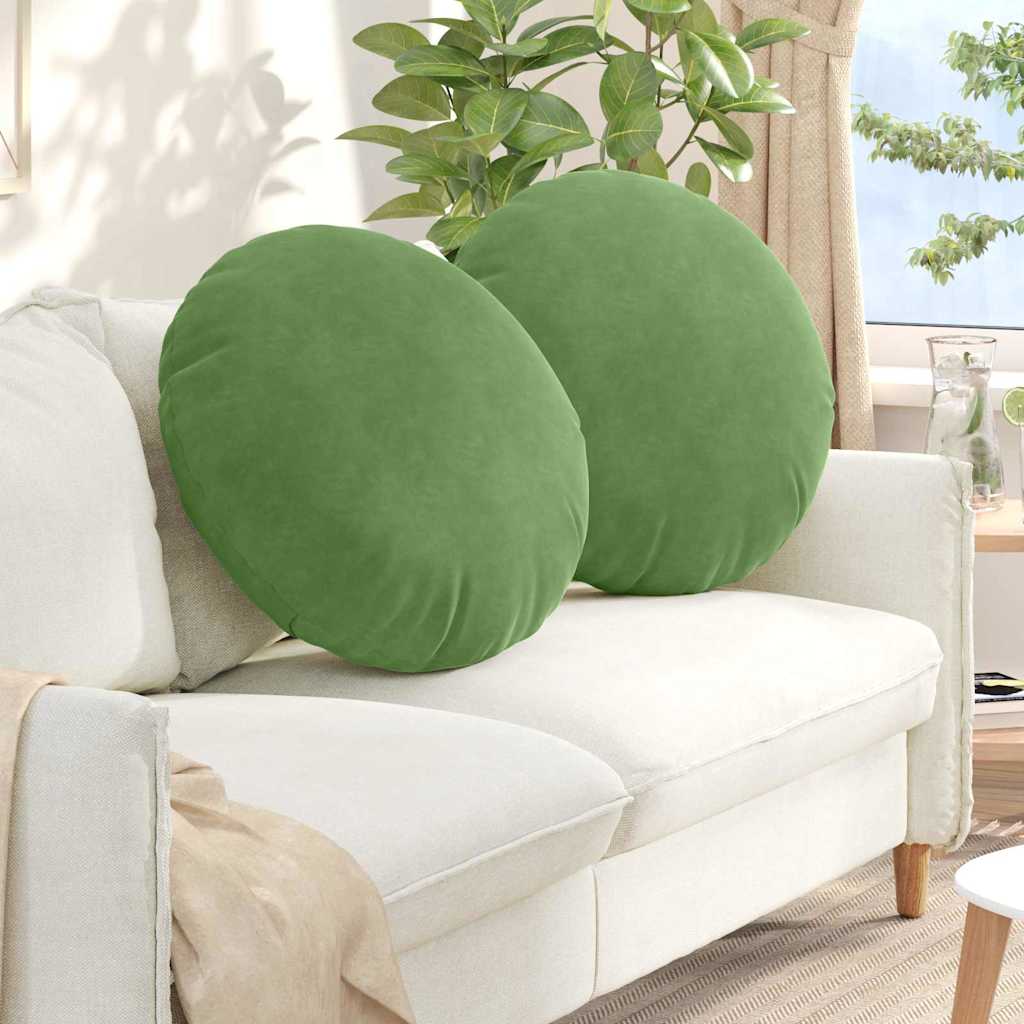 vidaXL Cojines para asiento 2 pcs Verde claro Ø 40 x 13 cm Terciopelo