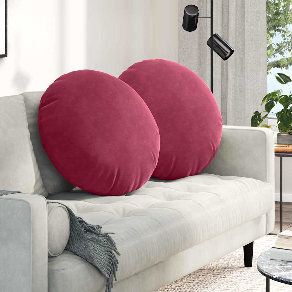 vidaXL Cojines para asiento 2 uds. Terciopelo Rojo vino Ø 80 x 29 cm
