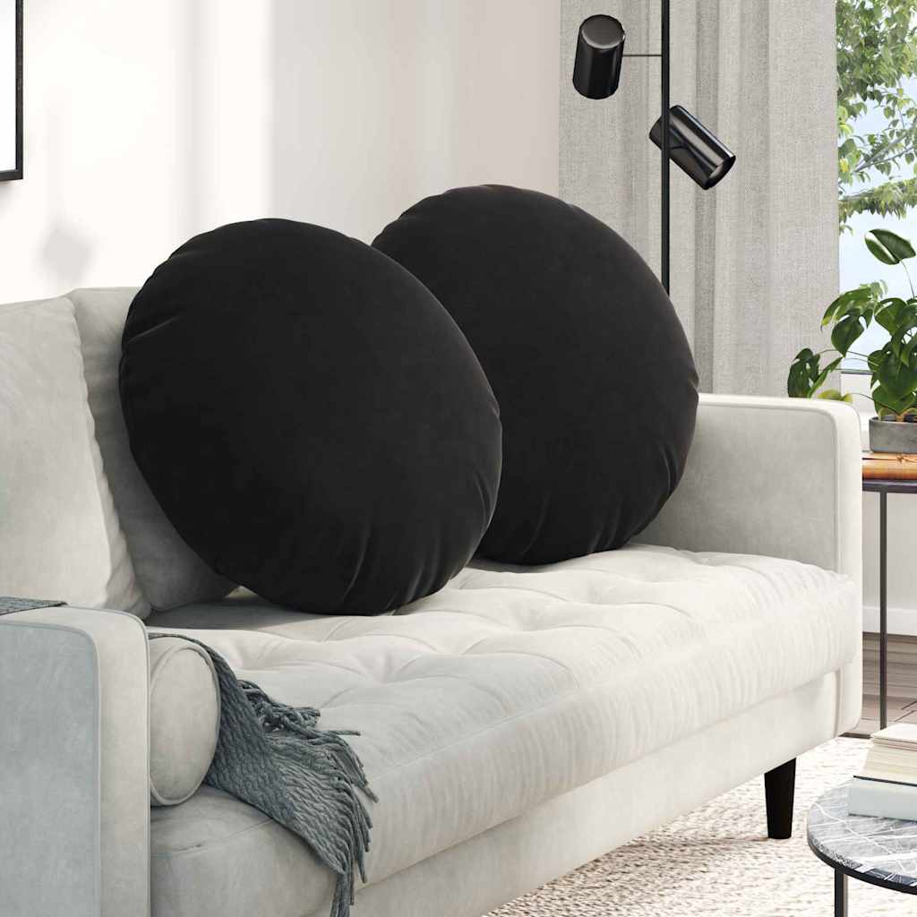 vidaXL Cojines para asiento 2 uds. Terciopelo Negro Ø 80 x 29 cm