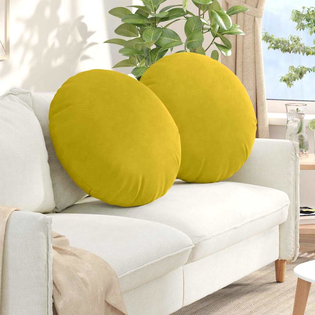 vidaXL Cojines para asiento 2 uds. Terciopelo Amarillo Ø 80 x 29 cm