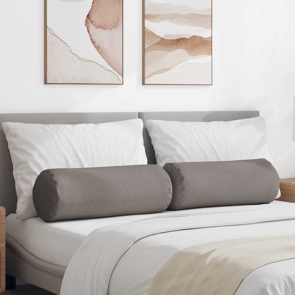 vidaXL Cojines Bolster 2 uds. tela Taupé Ø 25 x 70 cm