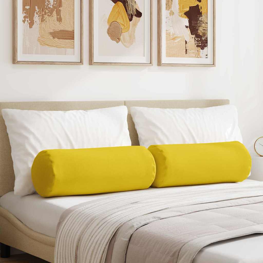 vidaXL Cojines Bolster 2 uds. tela Amarillo Claro Ø 25 x 70 cm