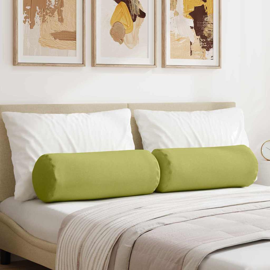 vidaXL Cojines Bolster 2 uds. tela Verde claro Ø 25 x 70 cm