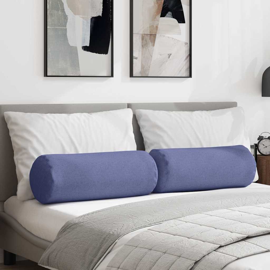 vidaXL Cojines Bolster 2 uds. tela Azul jeans Ø 25 x 70 cm