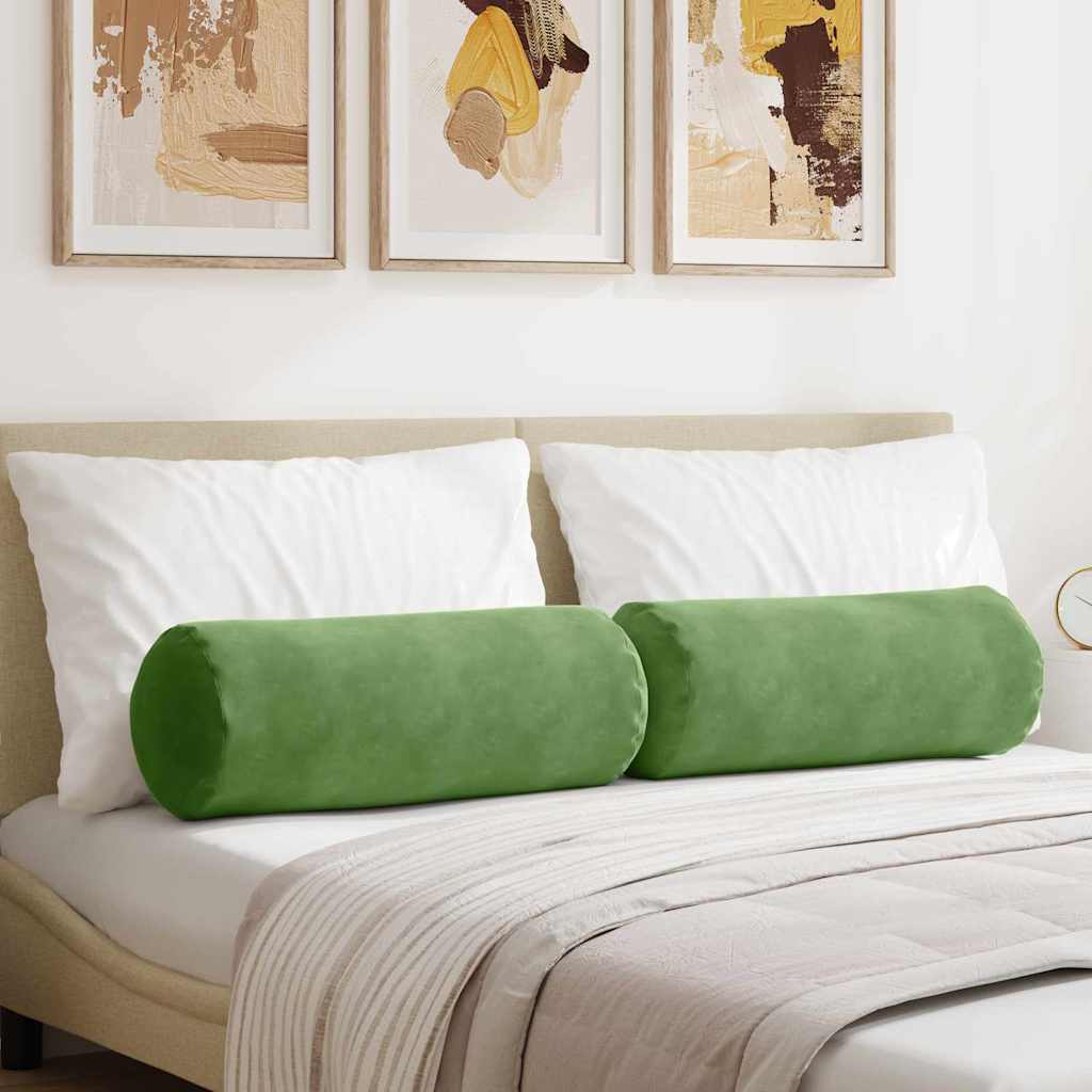 vidaXL Cojines Bolster 2 pcs Verde claro Ø 25 x 70 cm Tela de pana
