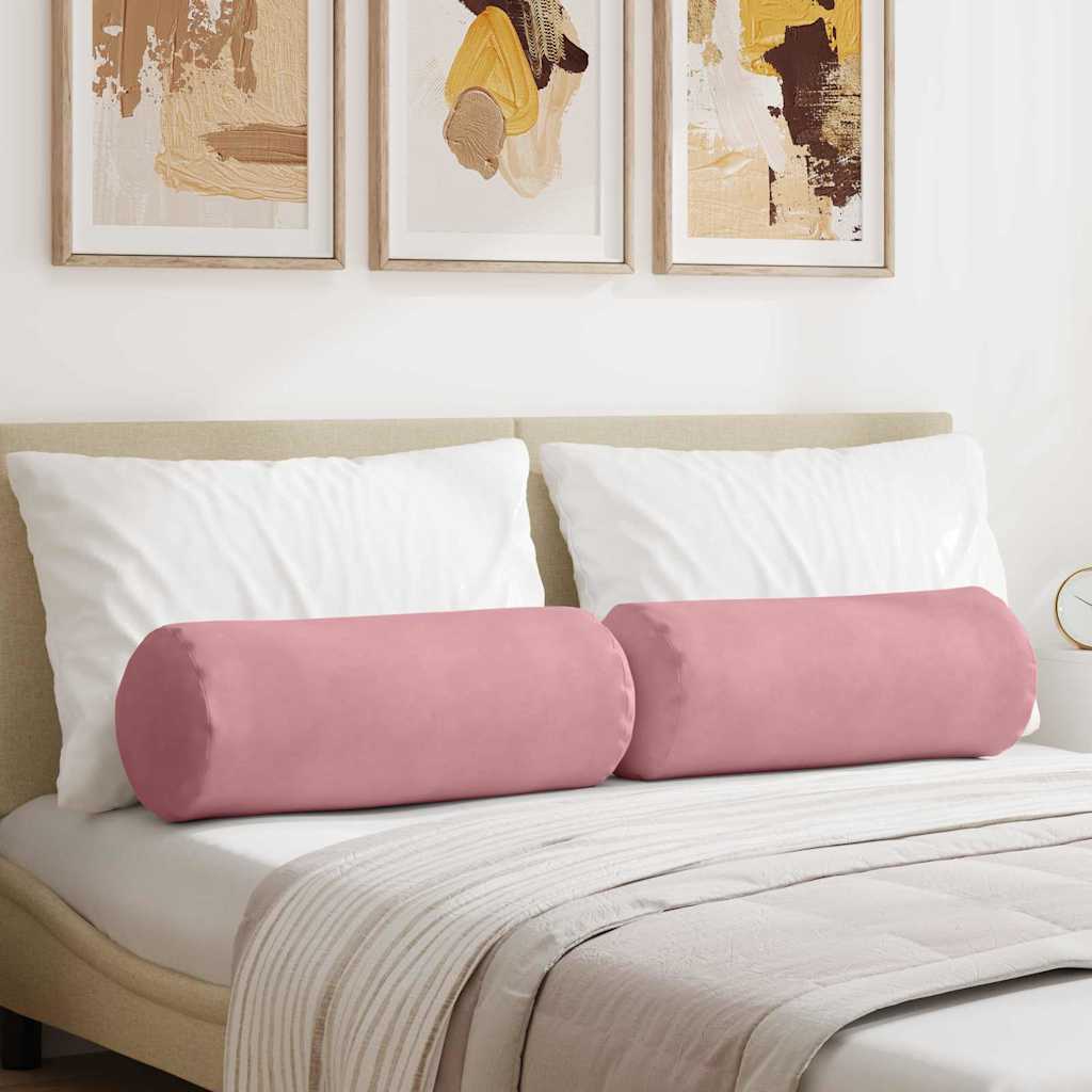vidaXL Cojines Bolster 2 pcs Rosa Ø 25 x 70 cm Tela de pana