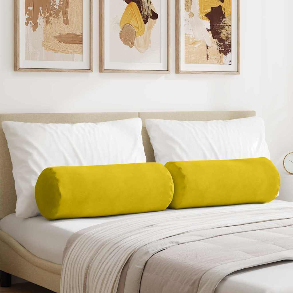 vidaXL Cojines Bolster 2 pcs Amarillo Ø 25 x 70 cm Tela de pana