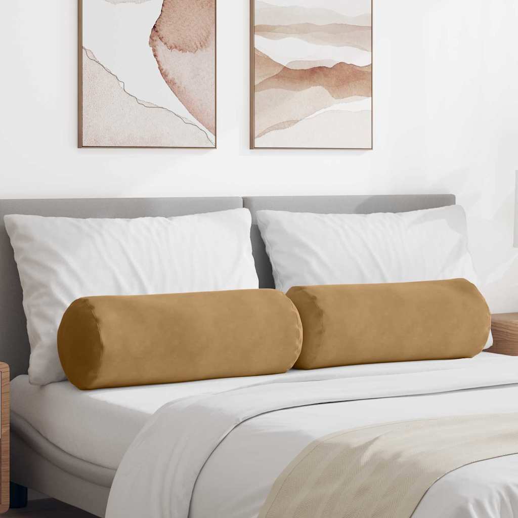 vidaXL Cojines Bolster 2 pcs Marrón Ø 25 x 70 cm Tela de pana