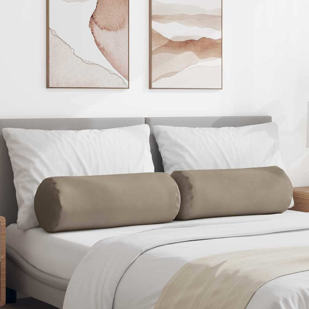 vidaXL Cojines Bolster 2 uds. Tela de microfibra Taupé Ø 25 x 70 cm
