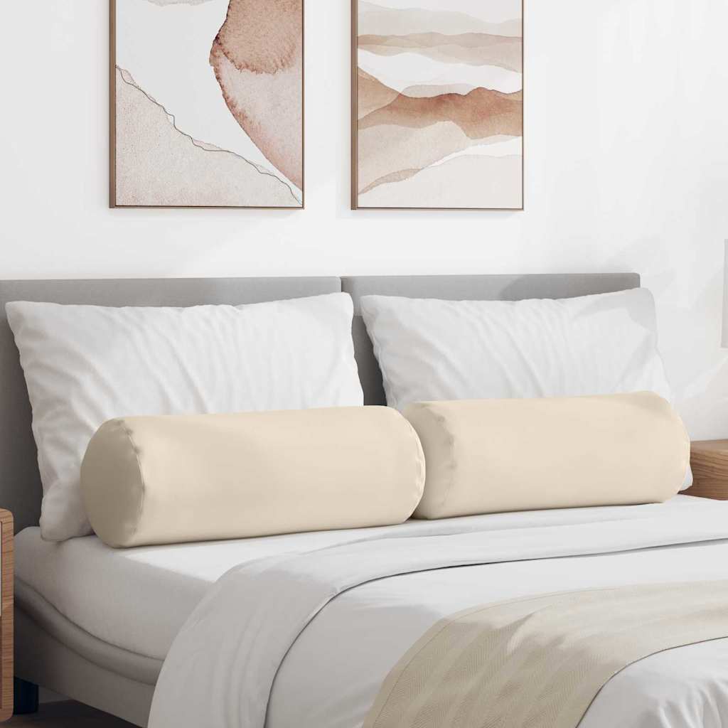 vidaXL Cojines Bolster 2 pcs Beige Ø 25 x 70 cm Tela de microfibra
