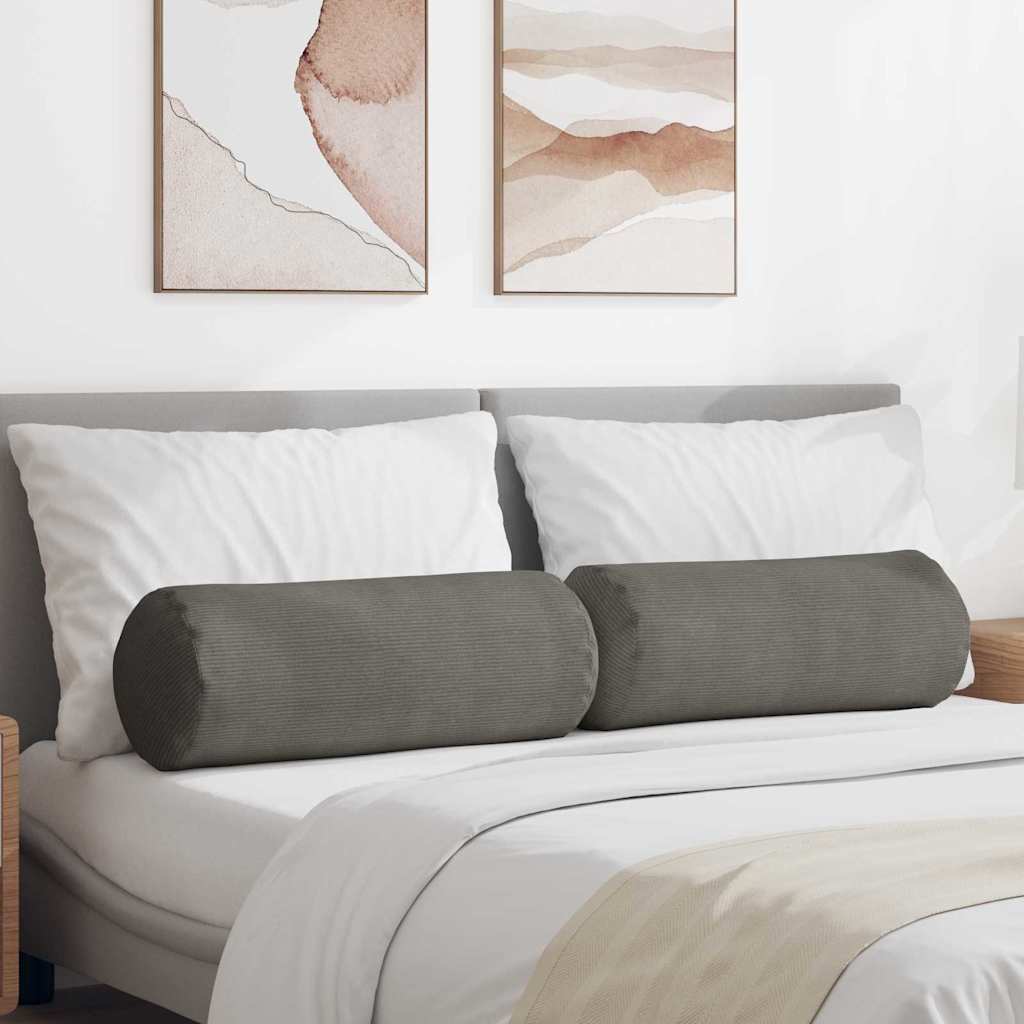 vidaXL Cojines Bolster 2 pcs Gris Claro Ø 25 x 70 cm Tela de pana