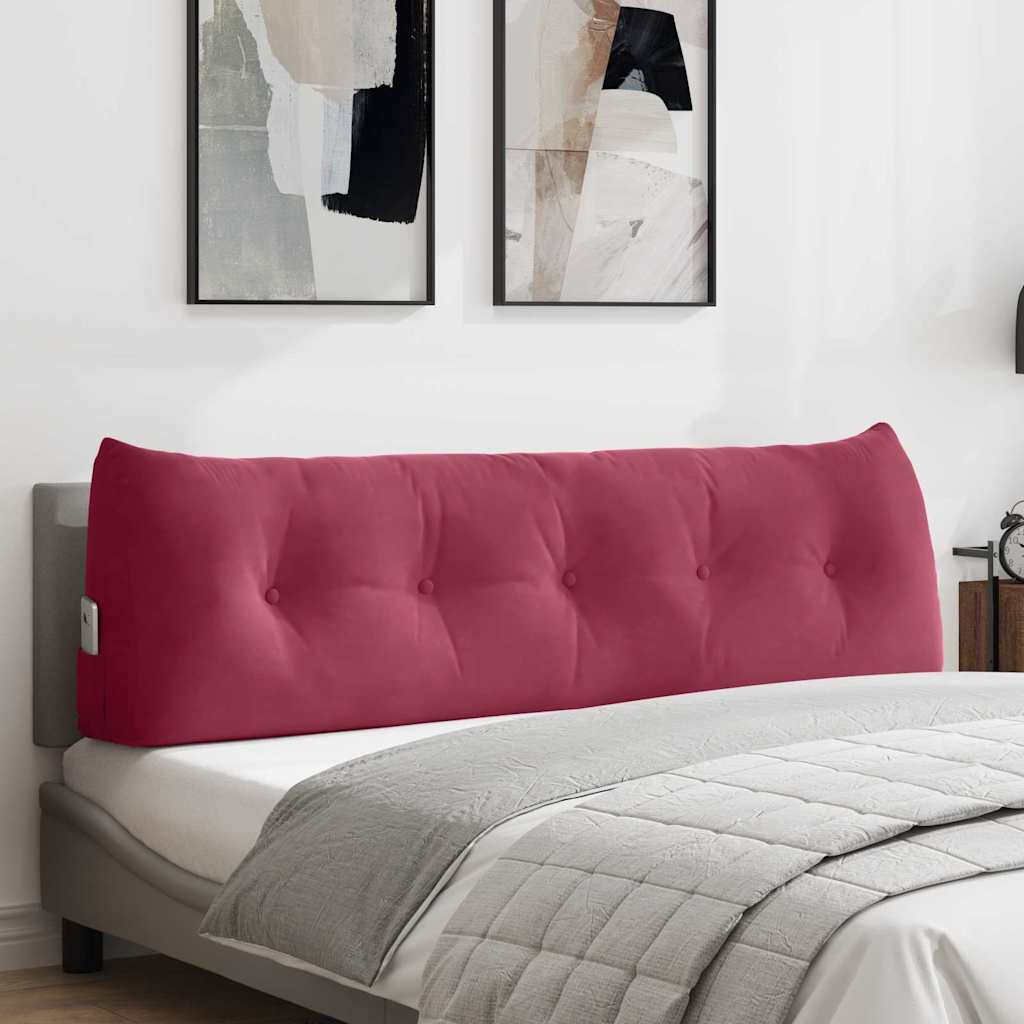 vidaXL Cojín de Espalda Rojo vino 160 x 24 x 50 cm Terciopelo