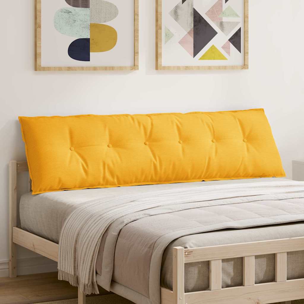 vidaXL Cojín de Espalda Amarillo Claro 180 x 50 cm Tela de Pana