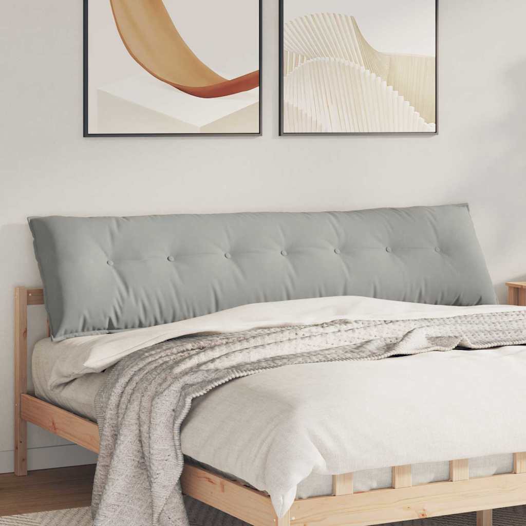 vidaXL Cojín de Espalda Gris Claro 200 x 50 cm Tela de microfibra