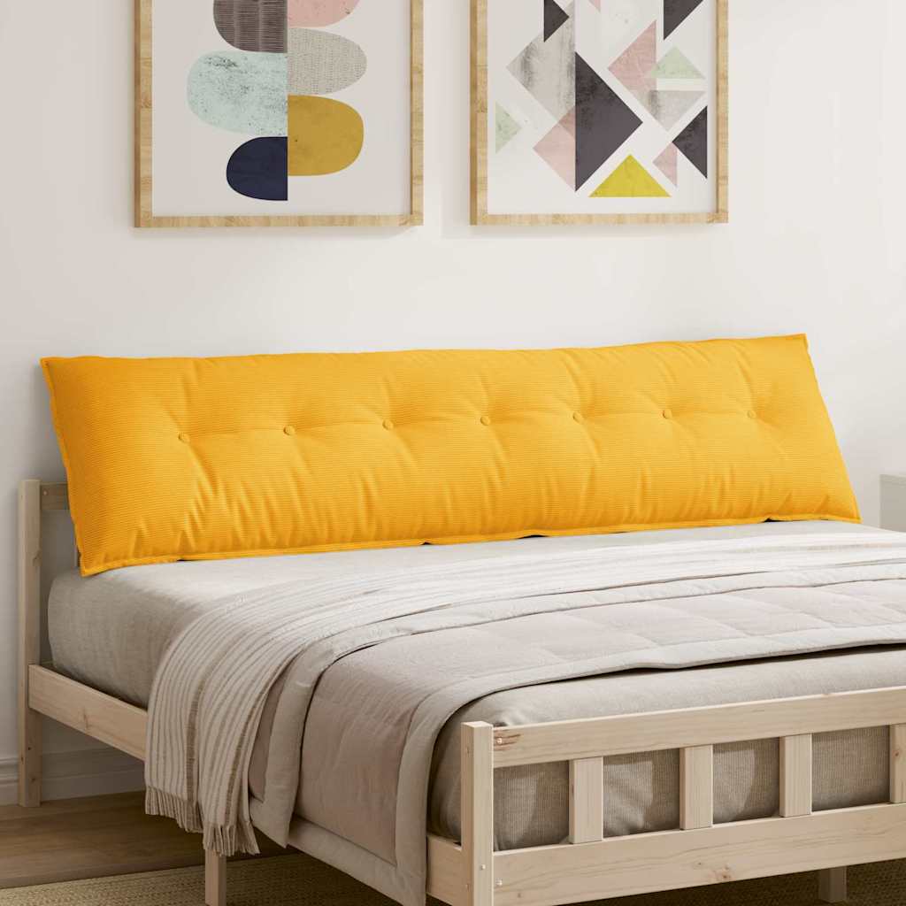 vidaXL Cojín de Espalda Amarillo Claro 200 x 50 cm Tela de Pana