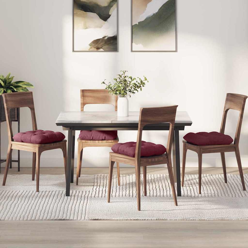 vidaXL Cojines para asiento 4 uds. Tela Rojo vino 40 x 40 x 12 cm