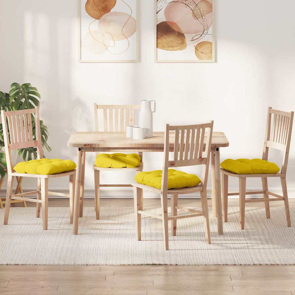vidaXL Cojines para asiento 4 uds. Tela Amarillo Claro 45 x 45 x 12 cm