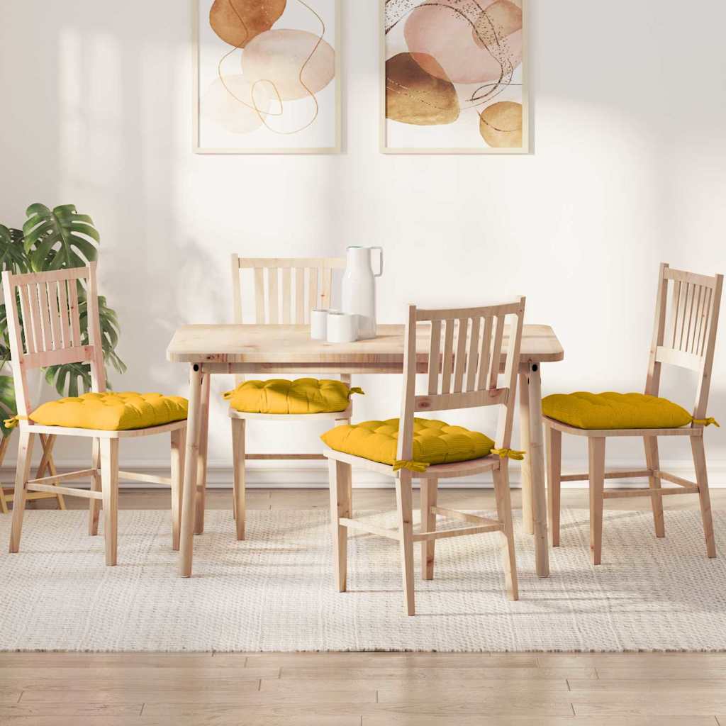 vidaXL Cojines para asiento 4 uds. Tela de Pana Amarillo Claro