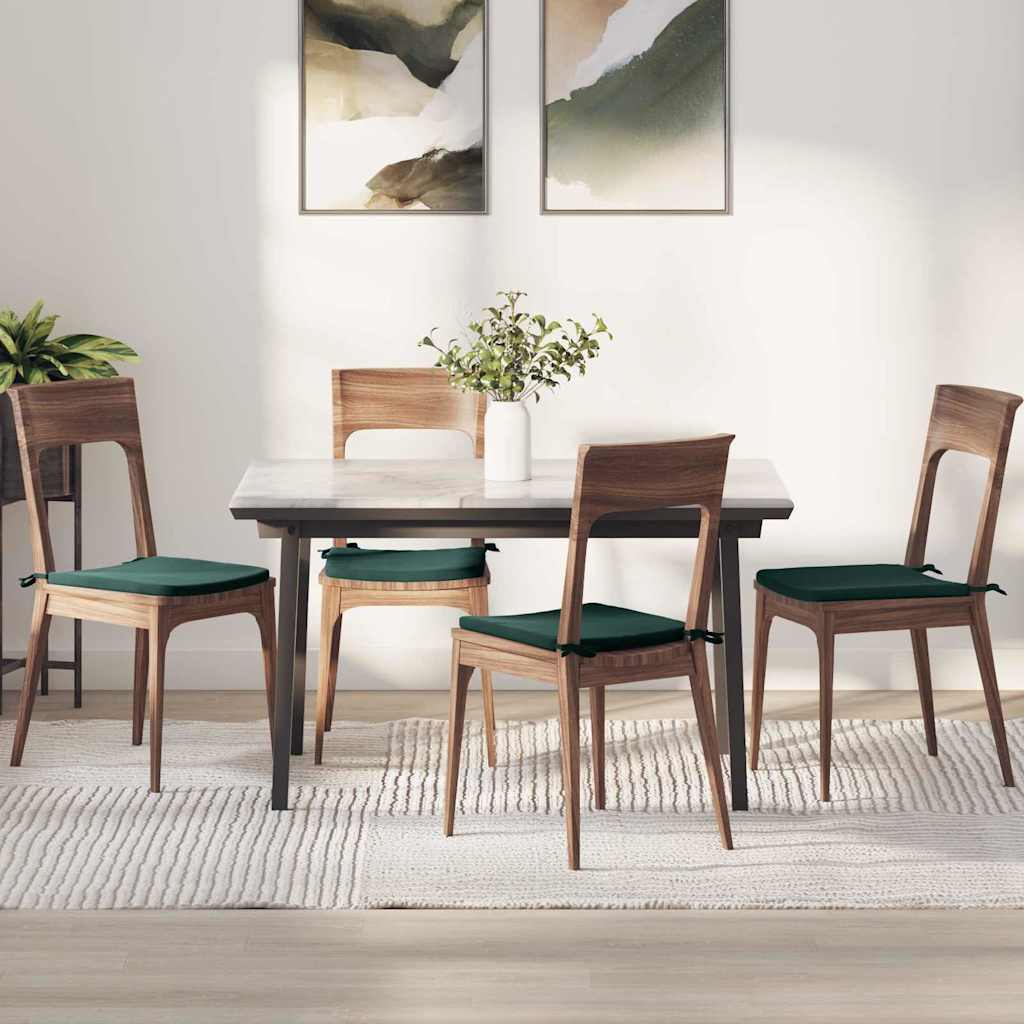 vidaXL Cojines para asiento 4 uds. Terciopelo Verde oscuro
