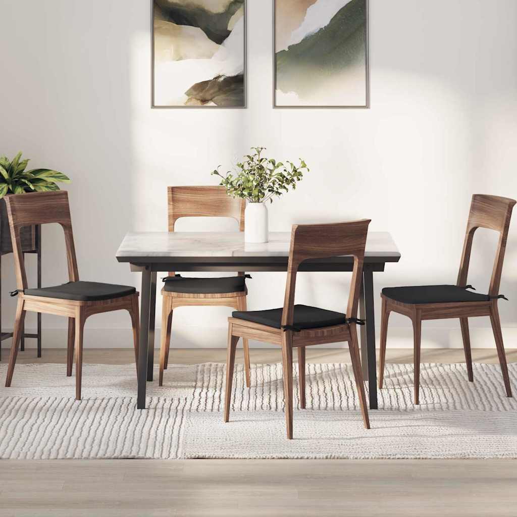 vidaXL Cojines para asiento 4 uds. Tela de microfibra Negro