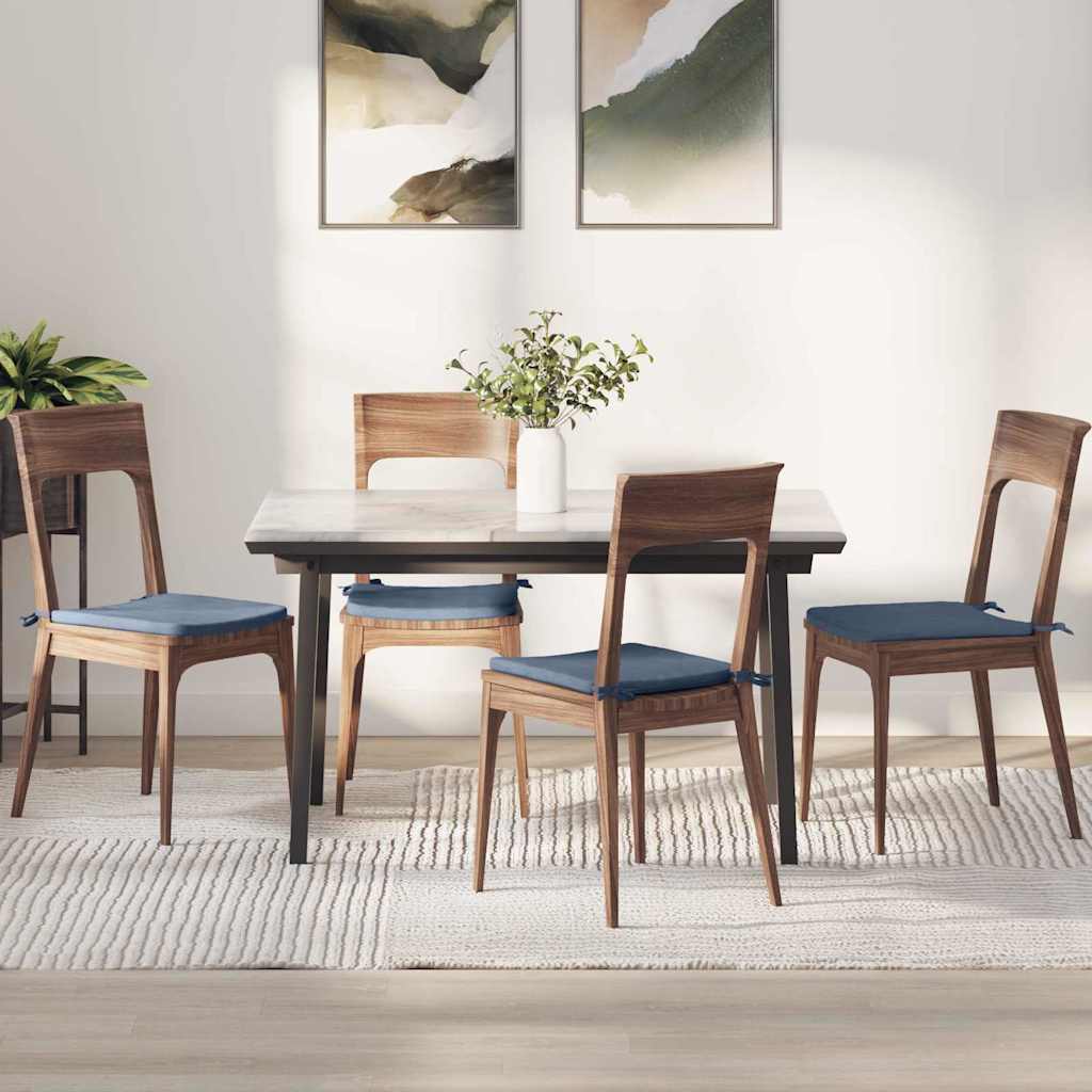 vidaXL Cojines para asiento 4 uds. Tela de Pana Azul 40 x 40 x 3 cm