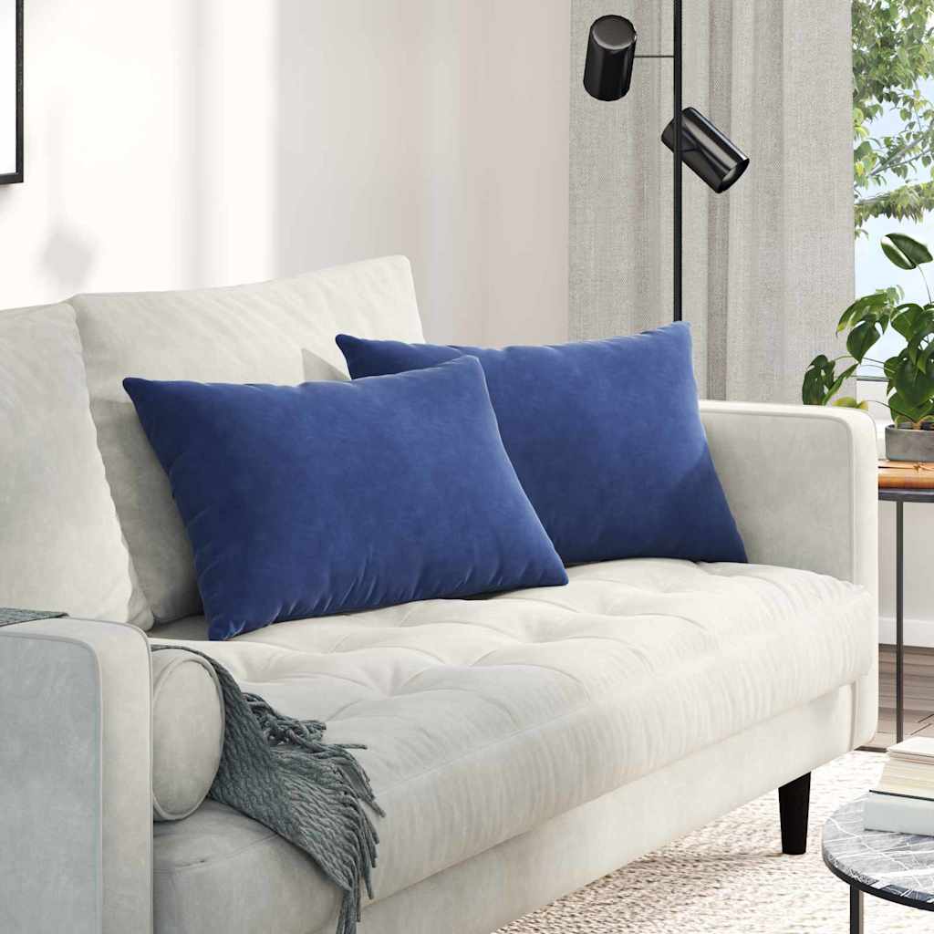 vidaXL Cojines de sofá 2 pcs Azul Policía 60 x 40 cm Tela de pana
