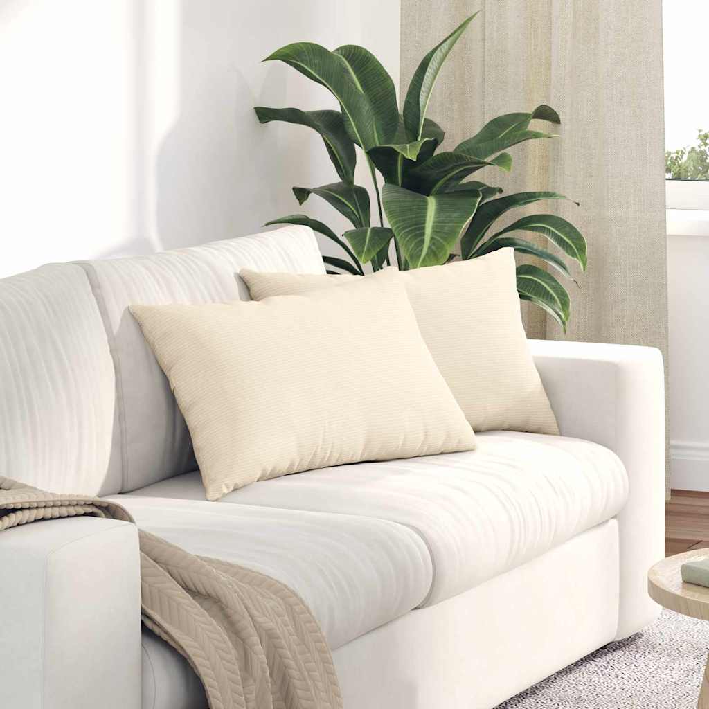 vidaXL Cojines de sofá 2 pcs Crema 60 x 40 cm Tela de pana