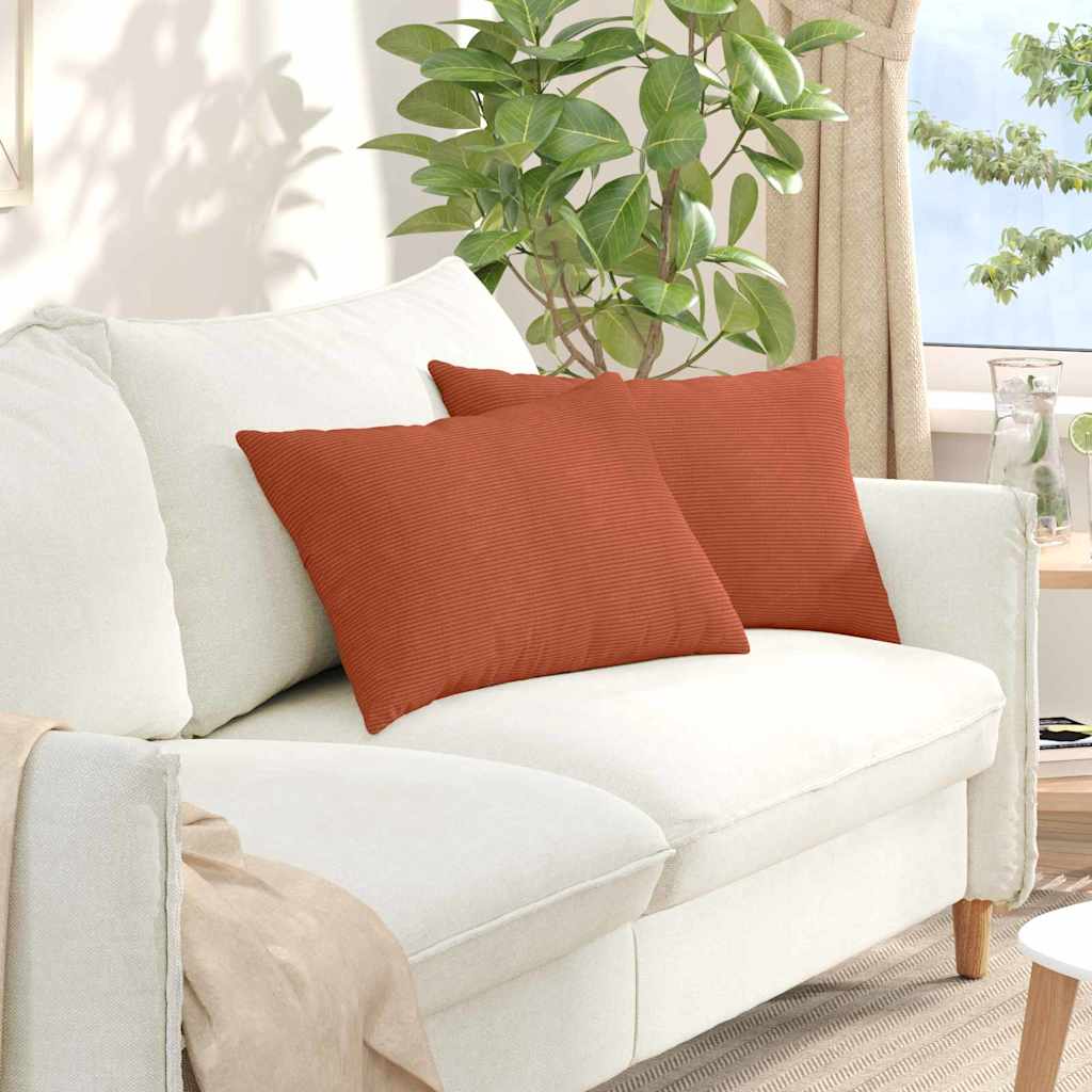 vidaXL Cojines de sofá 2 pcs Rojo Naranja 60 x 40 cm Tela de pana