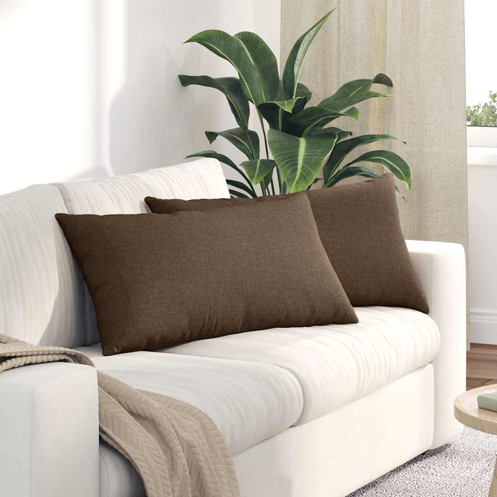 vidaXL Cojines de sofá 2 uds. tela Marrón 80 x 40 cm