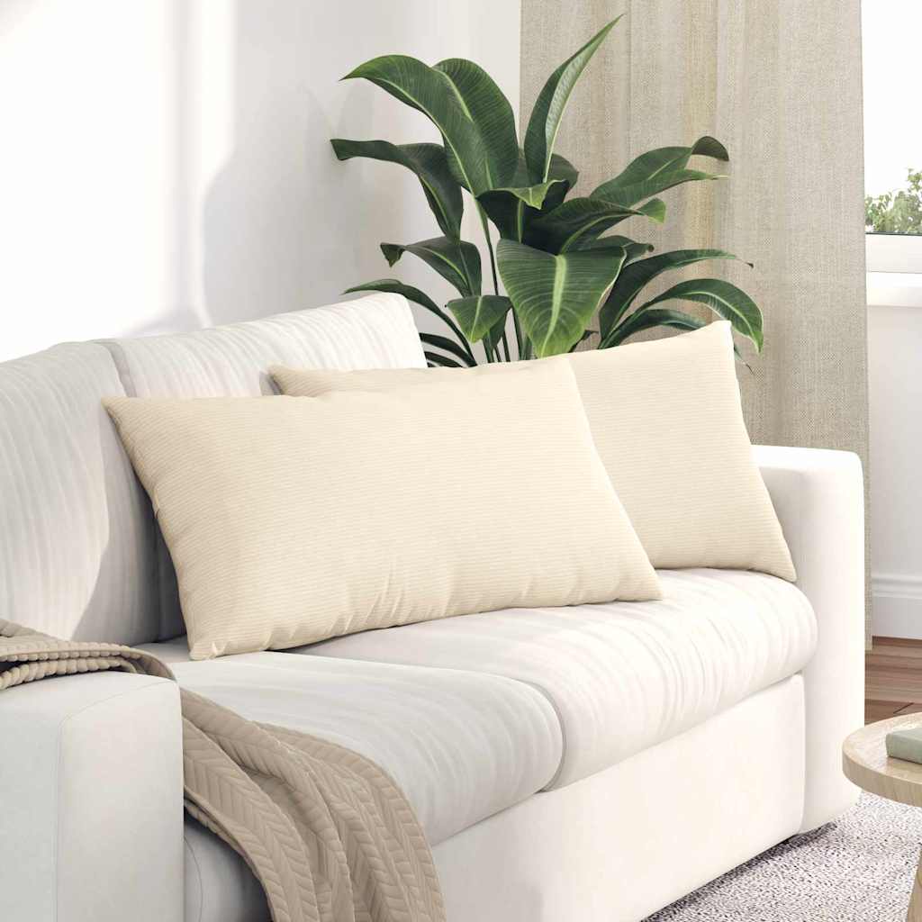 vidaXL Cojines de sofá 2 pcs Crema 80 x 40 cm Tela de pana
