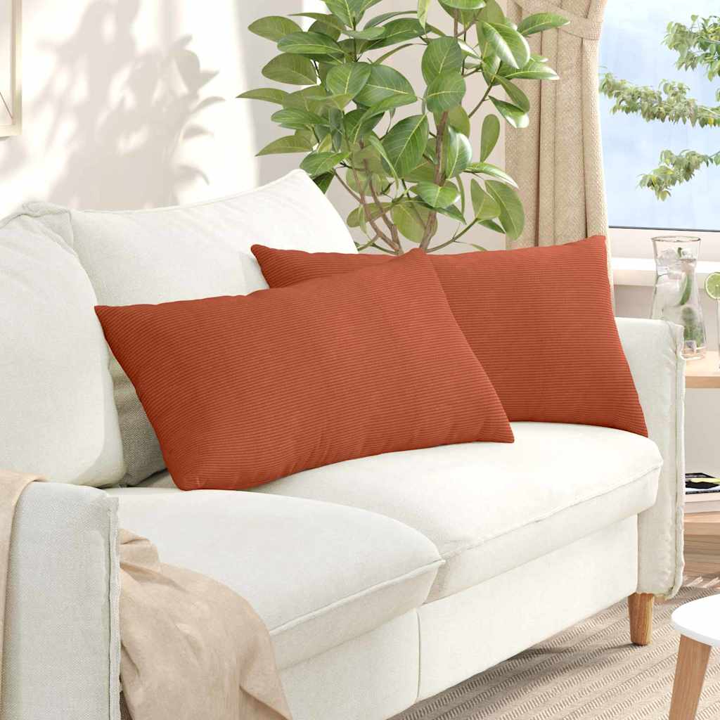 vidaXL Cojines de sofá 2 pcs Rojo Naranja 80 x 40 cm Tela de pana