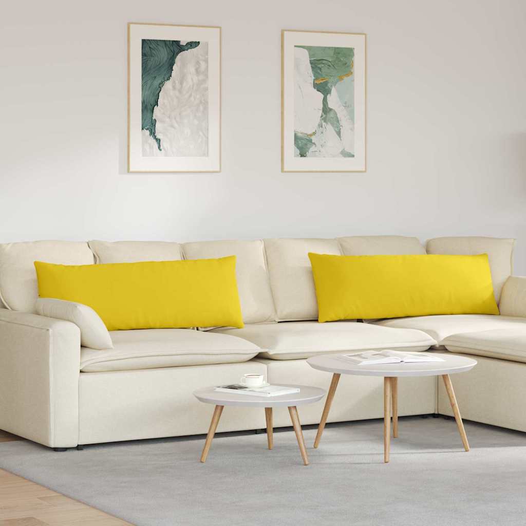 vidaXL Cojines de sofá 2 uds. tela Amarillo Claro 120 x 40 cm