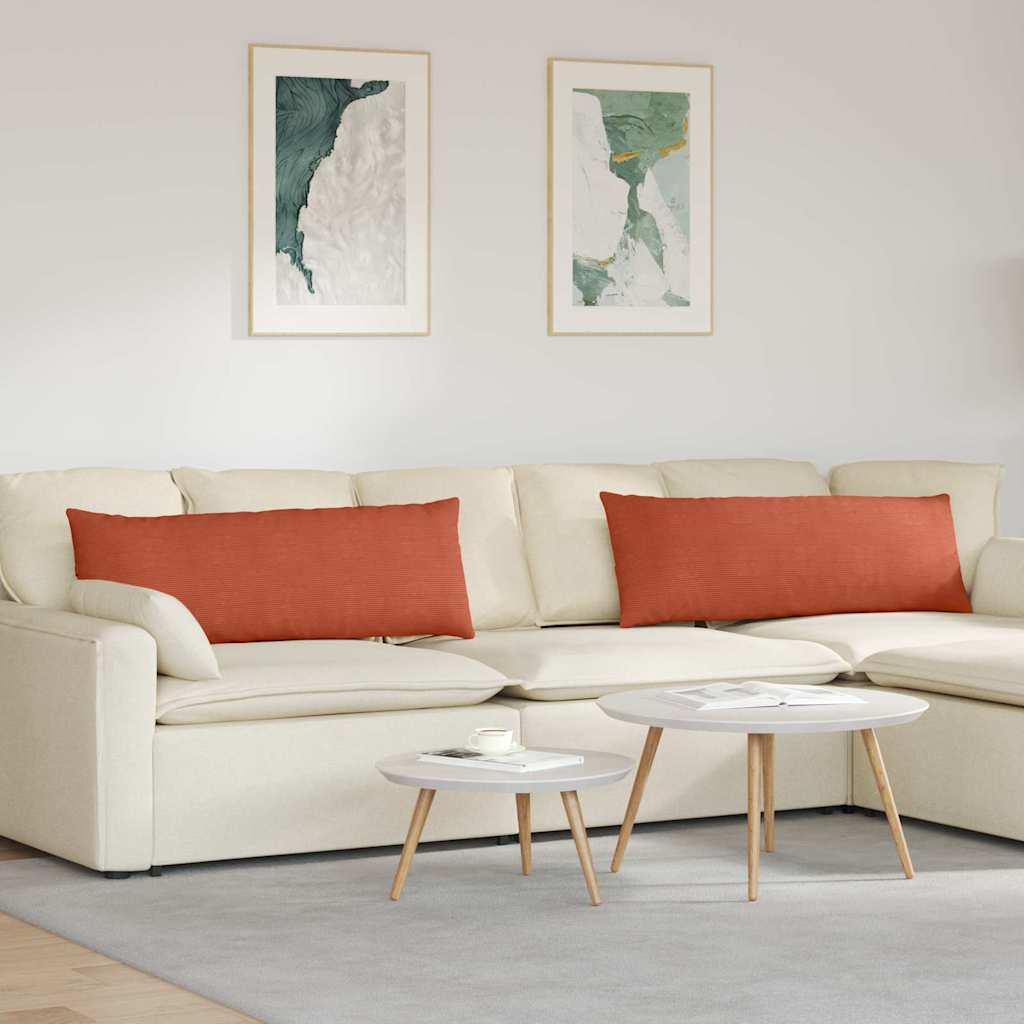 vidaXL Cojines de sofá 2 pcs Rojo Naranja 120 x 40 cm Tela de pana