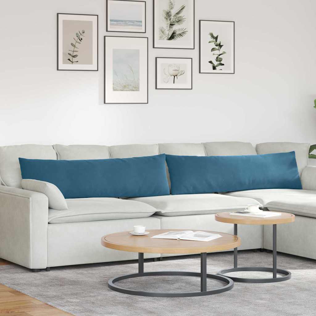 vidaXL Cojines de sofá 2 pcs Azul 145 x 40 cm Tela de pana