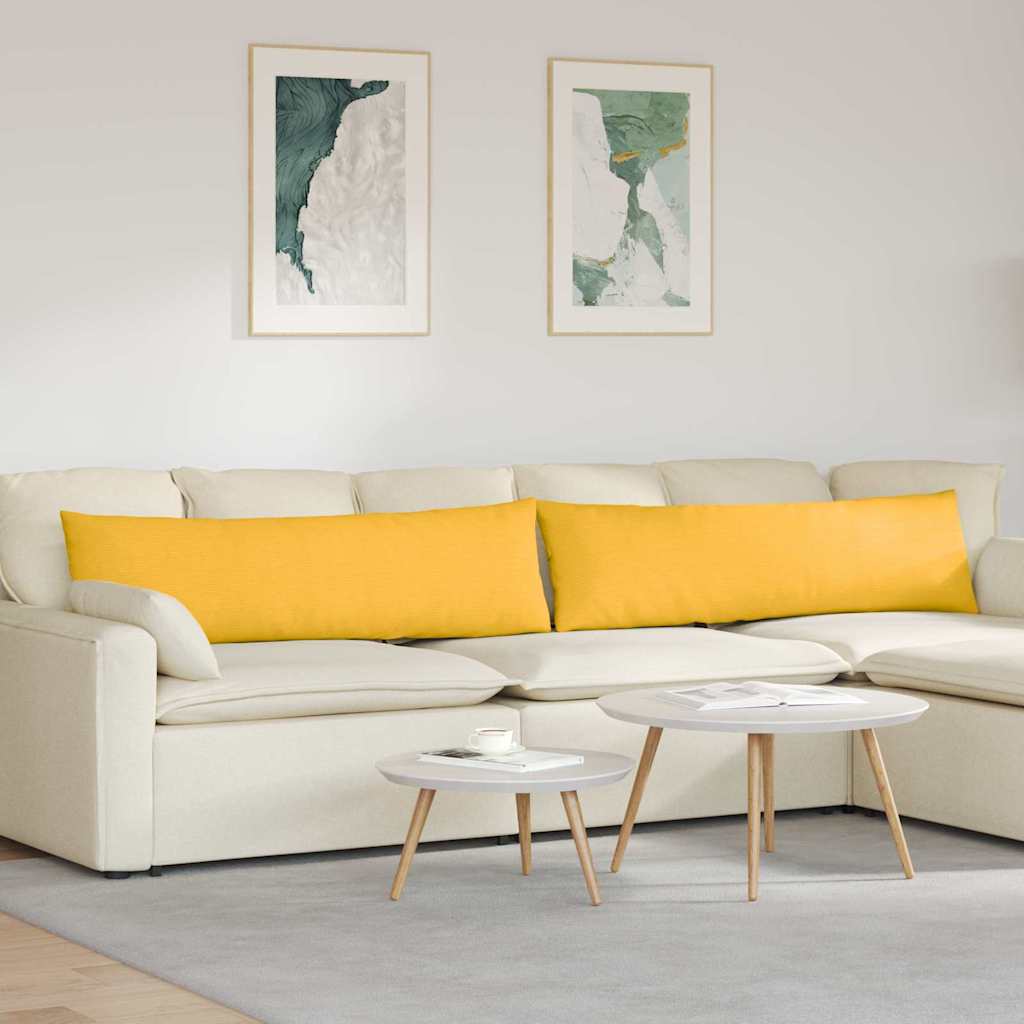 vidaXL Cojines de sofá 2 pcs Amarillo Claro 145 x 40 cm Tela de pana