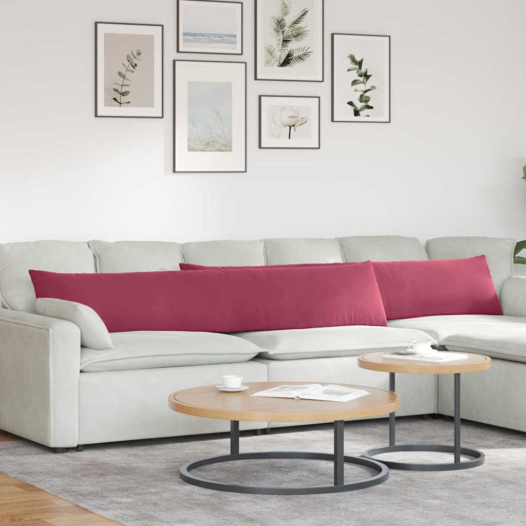 vidaXL Cojines de sofá 2 pcs Rojo vino 200 x 40 cm Tela de pana