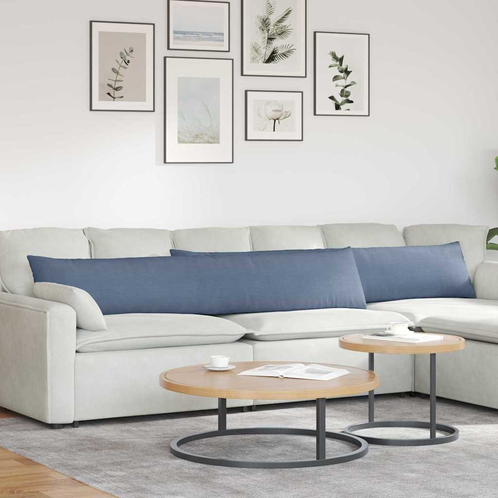 vidaXL Cojines de sofá 2 pcs Azul 200 x 40 cm Tela de pana