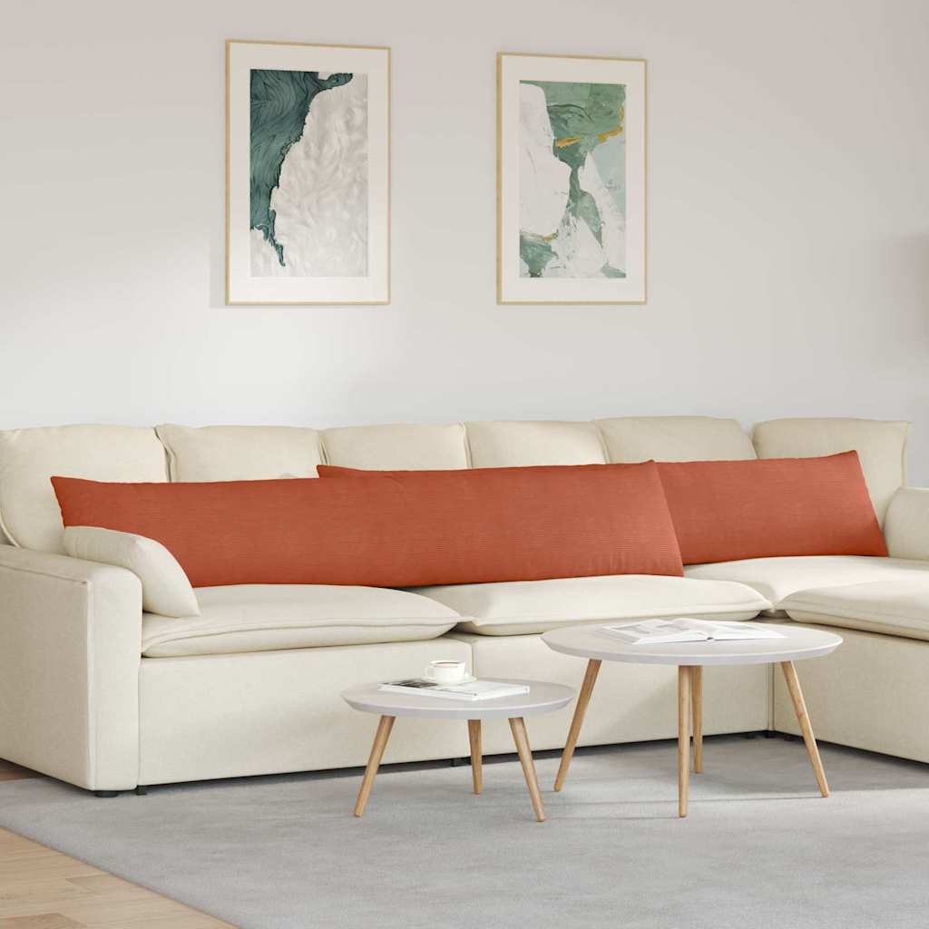 vidaXL Cojines de sofá 2 pcs Rojo Naranja 200 x 40 cm Tela de pana