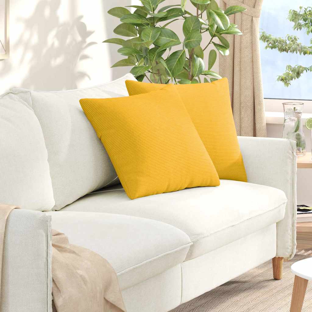 vidaXL Cojines de sofá 2 pcs Amarillo Claro 50 x 50 cm Tela de pana
