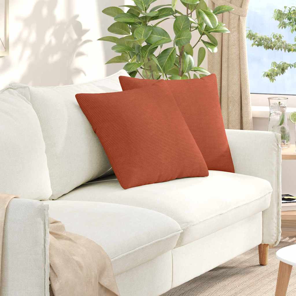 vidaXL Cojines de sofá 2 pcs Rojo Naranja 50 x 50 cm Tela de pana