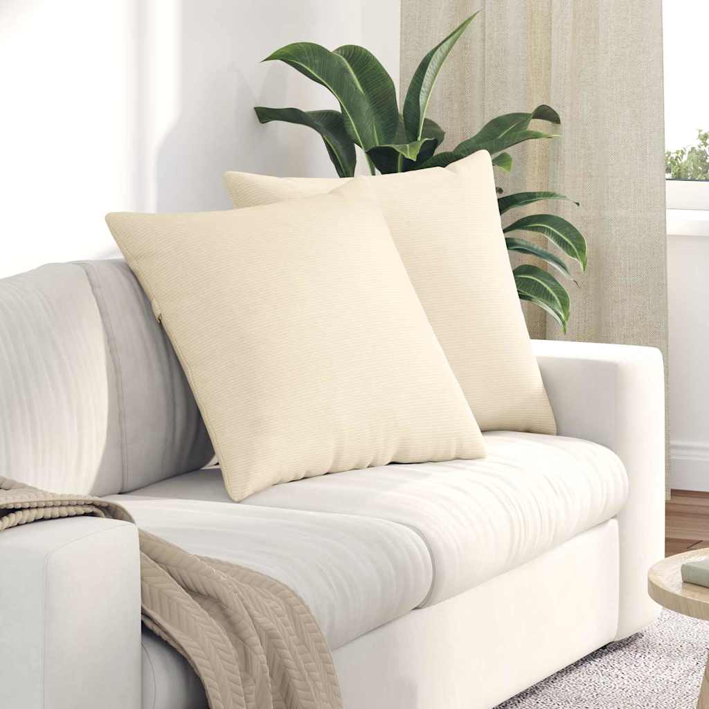 vidaXL Cojines de sofá 2 pcs Crema 60 x 60 cm Tela de pana
